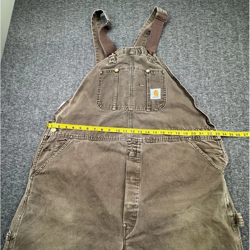 Carhartt Double Knee Overall Bibs Brown BU182 Canvas 44x29 Union 90s VTG USA
